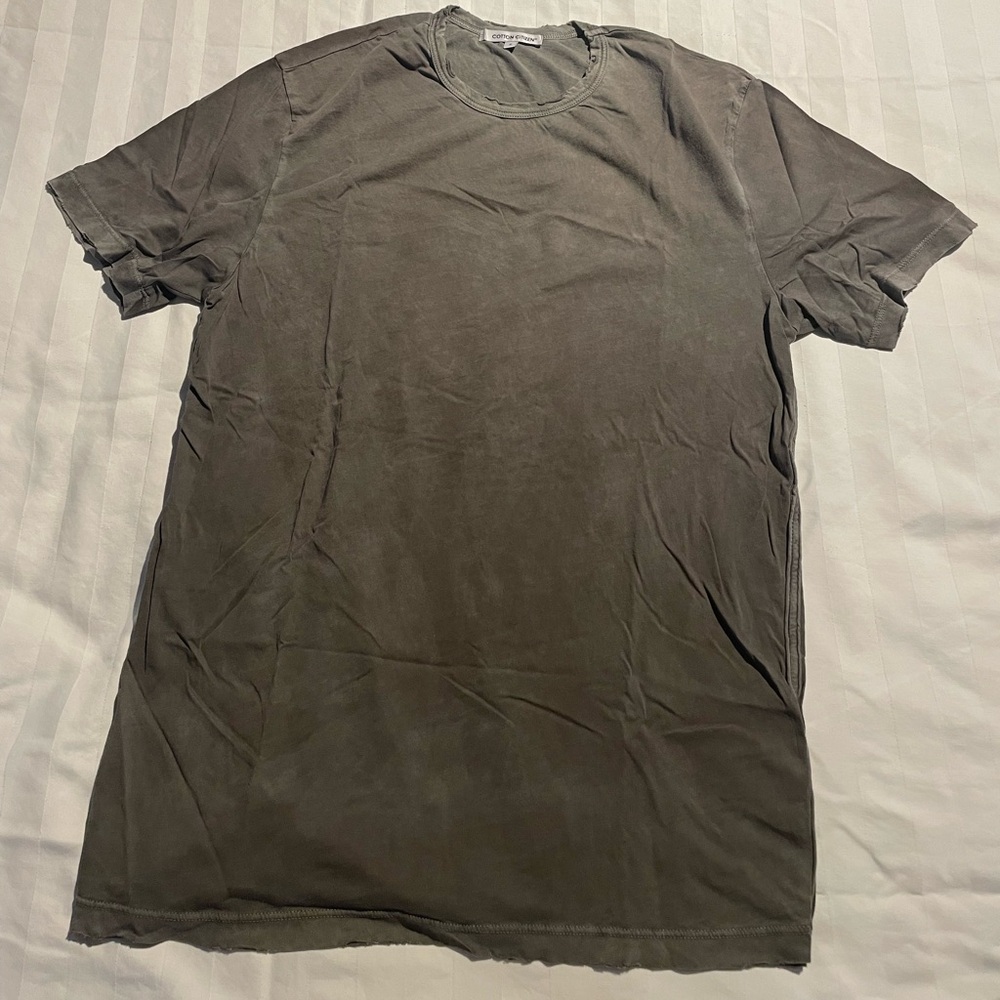 Gray Cotton Citizen Crew Neck Tee Shirt